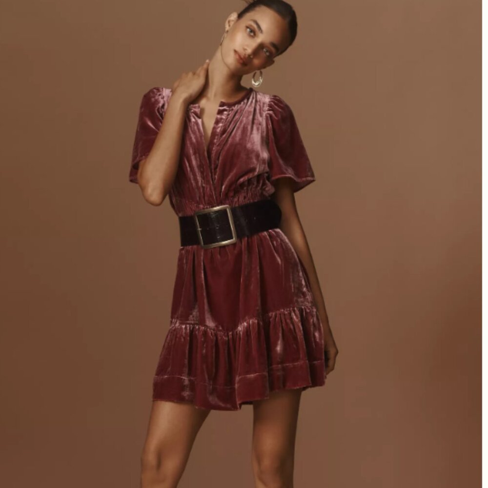 The Somerset Mini Dress Velvet Edition in Raspberry Size 2X